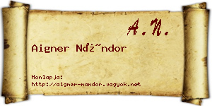 Aigner Nándor névjegykártya